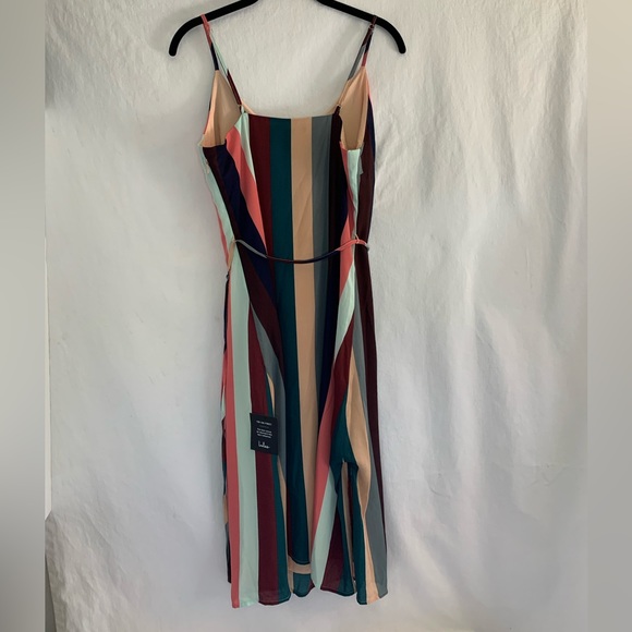 NWT Lulu’s Erina Mauve Multi Stripe Belted Midi Slip Dress - Picture 6 of 7
